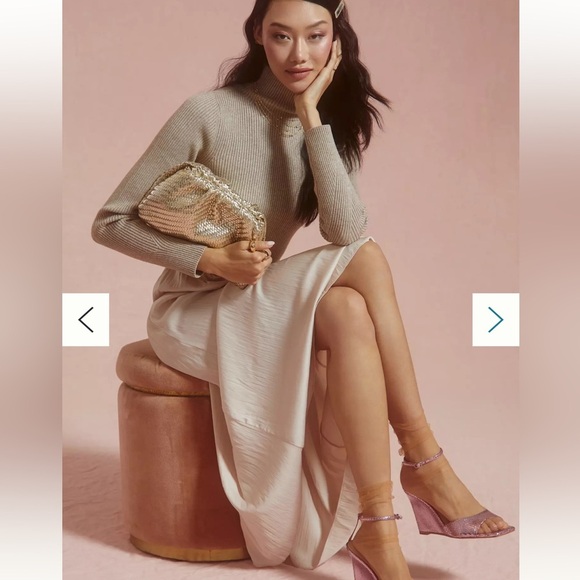 Anthropologie the Frankie RSVP Woven Gold Crossbody Clutch bag - Picture 4 of 8